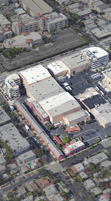Raleigh Studios bird's-eye view of sound stages and production offices