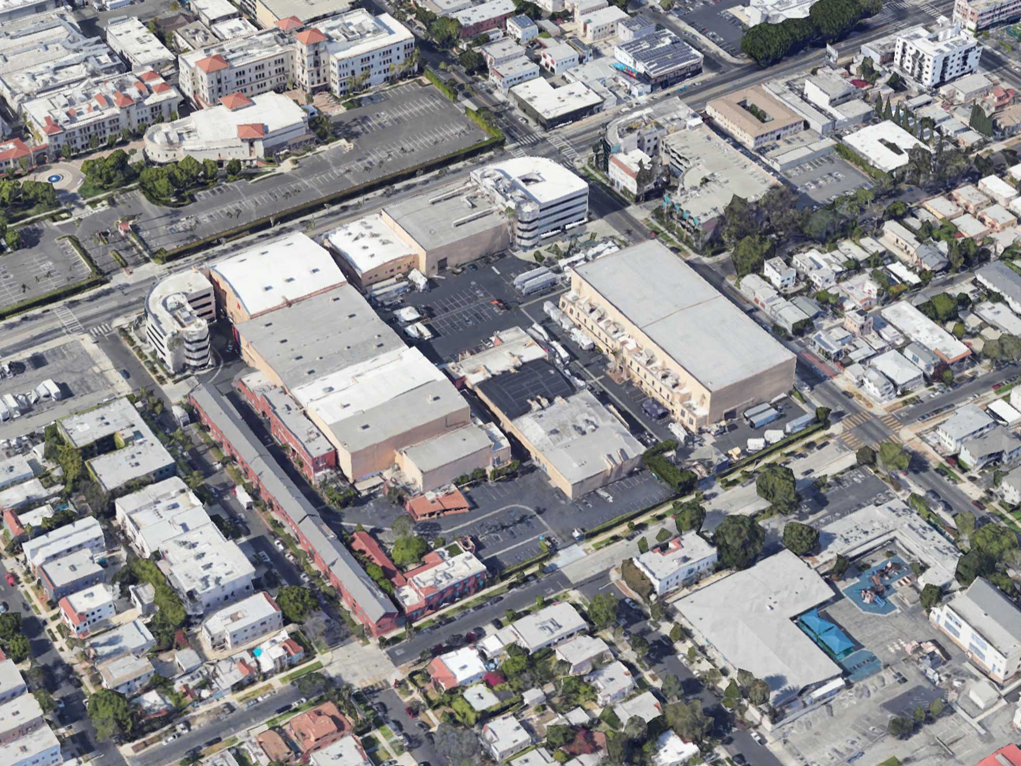 Raleigh Studios bird's-eye view of sound stages and production offices